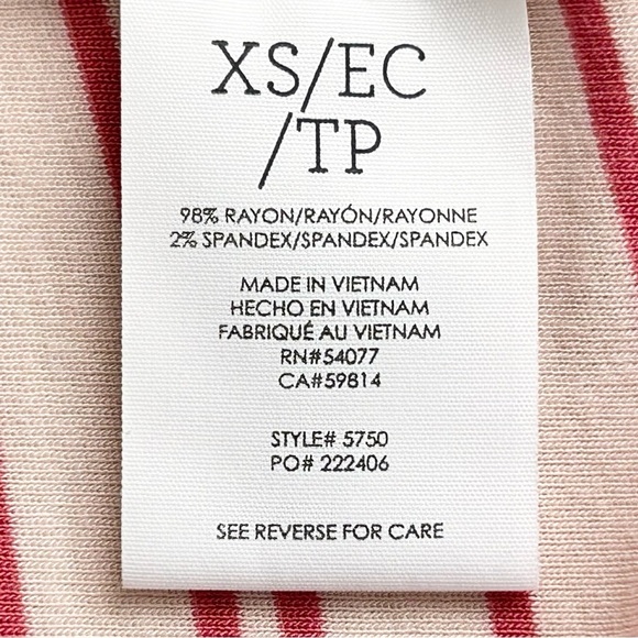 Cabi Tickled Tee Shirt XS Pink Striped Stretchy Top #5750 - Picture 8 of 9